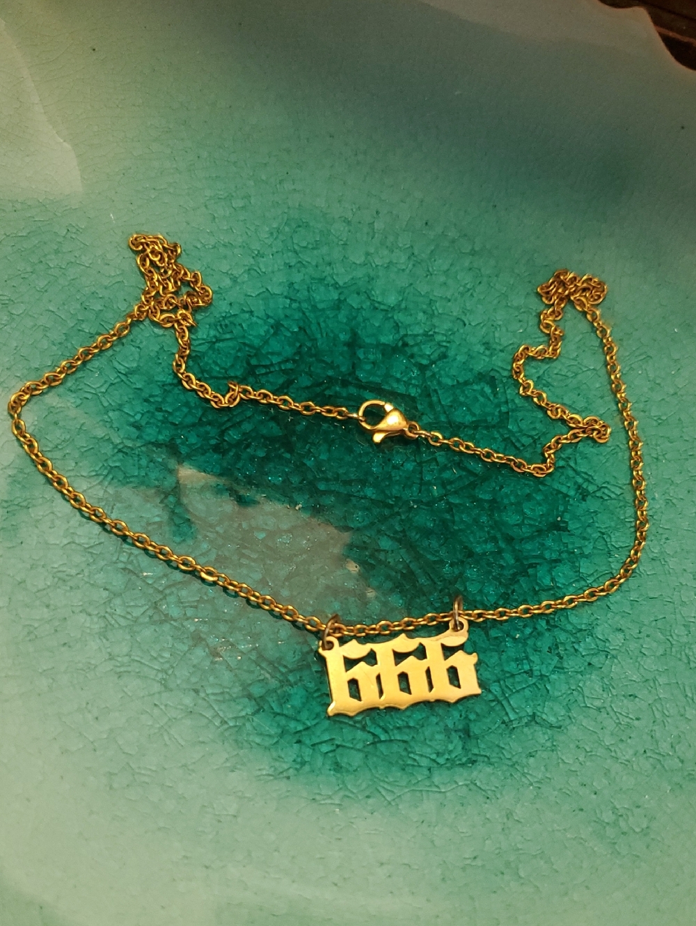 Gold Angel Number Necklace 666 D